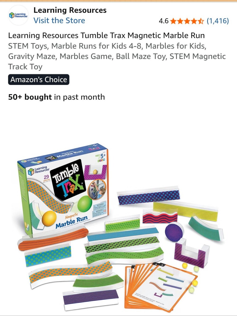 Tumble Trax Magnetic Marble Run